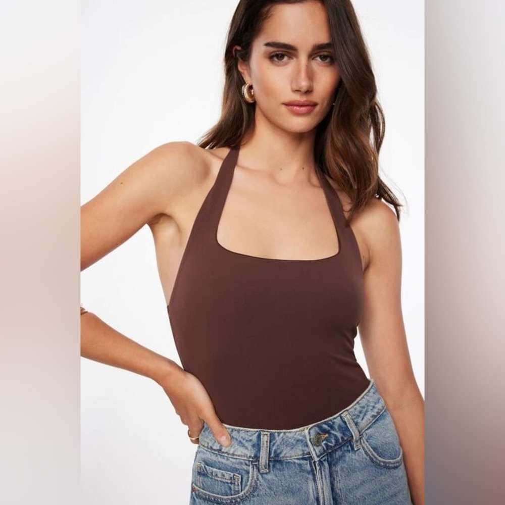 Dynamite Brown Halter Bodysuit y.